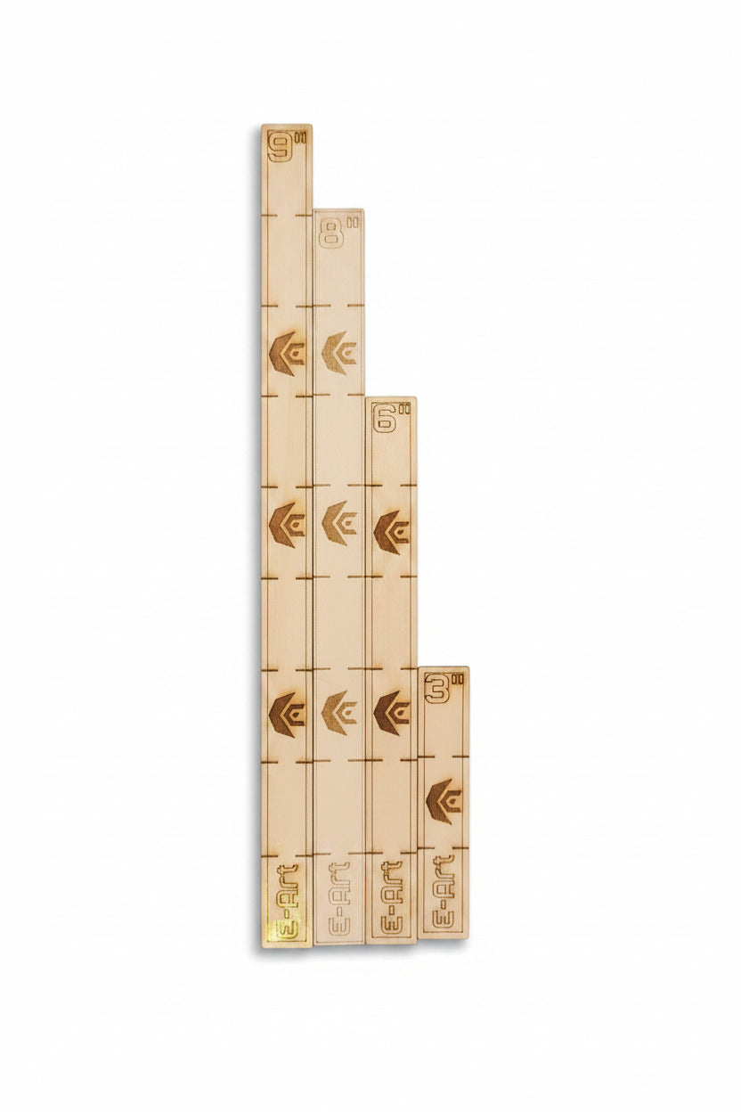 Réglettes de Mesure Droites en Bois (2",3", 6", 8", 9")